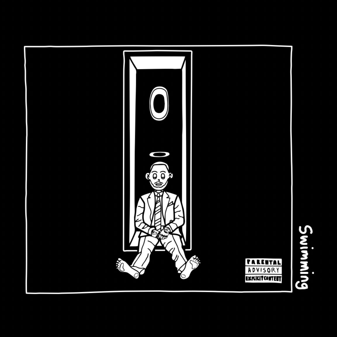 Swimming (WHITE) - Black Tee