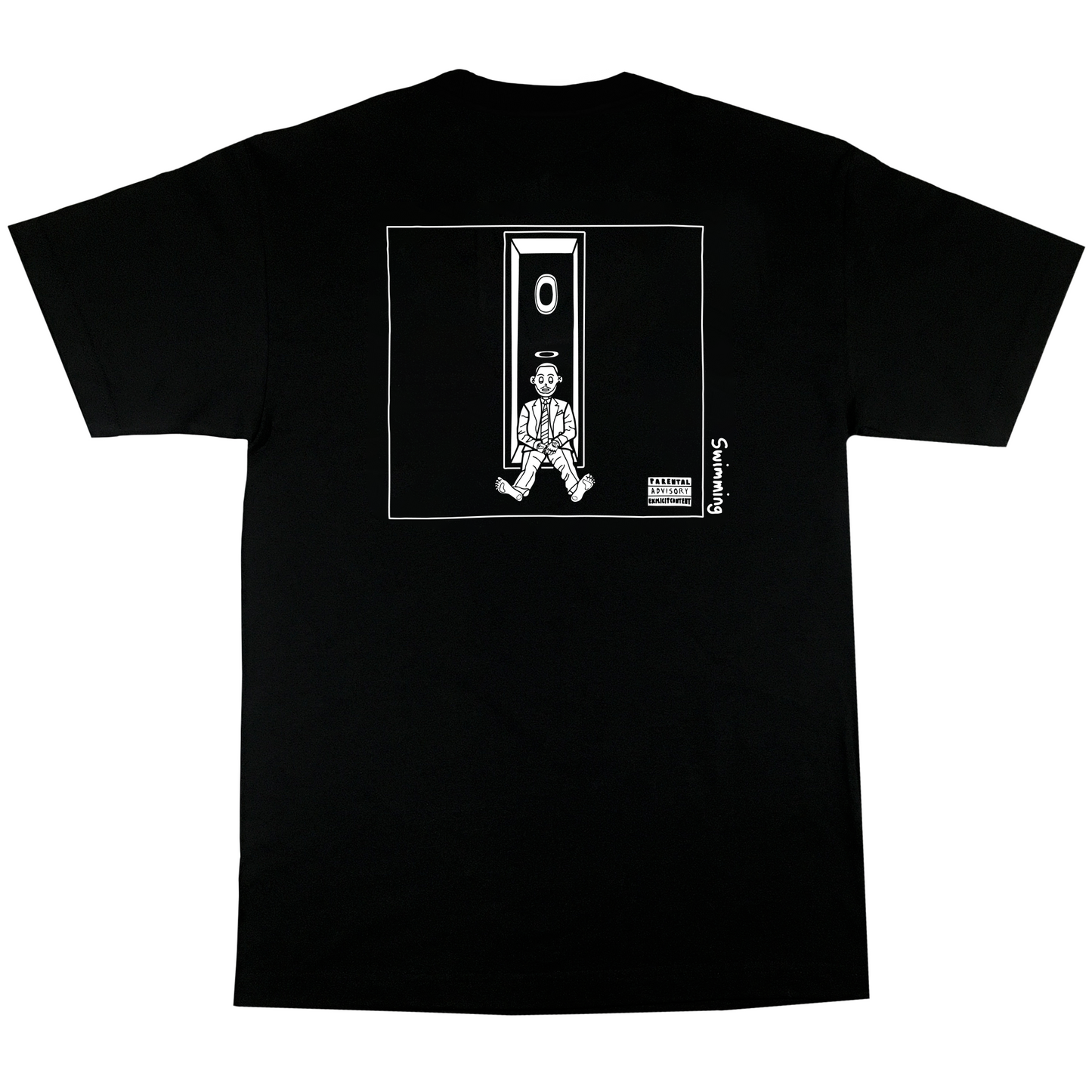 Swimming (WHITE) - Black Tee