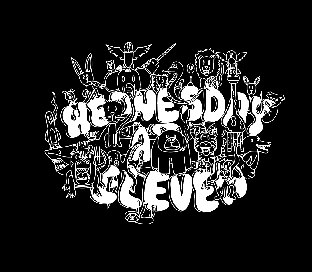 Animals(WHITE) - Black Tee