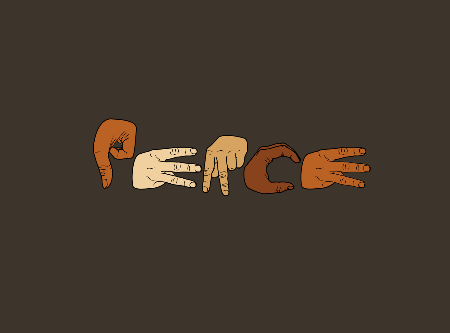 PEACE - Brown Tee