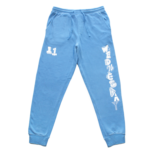 Doodle Font - Pigment Light Blue Sweatpants