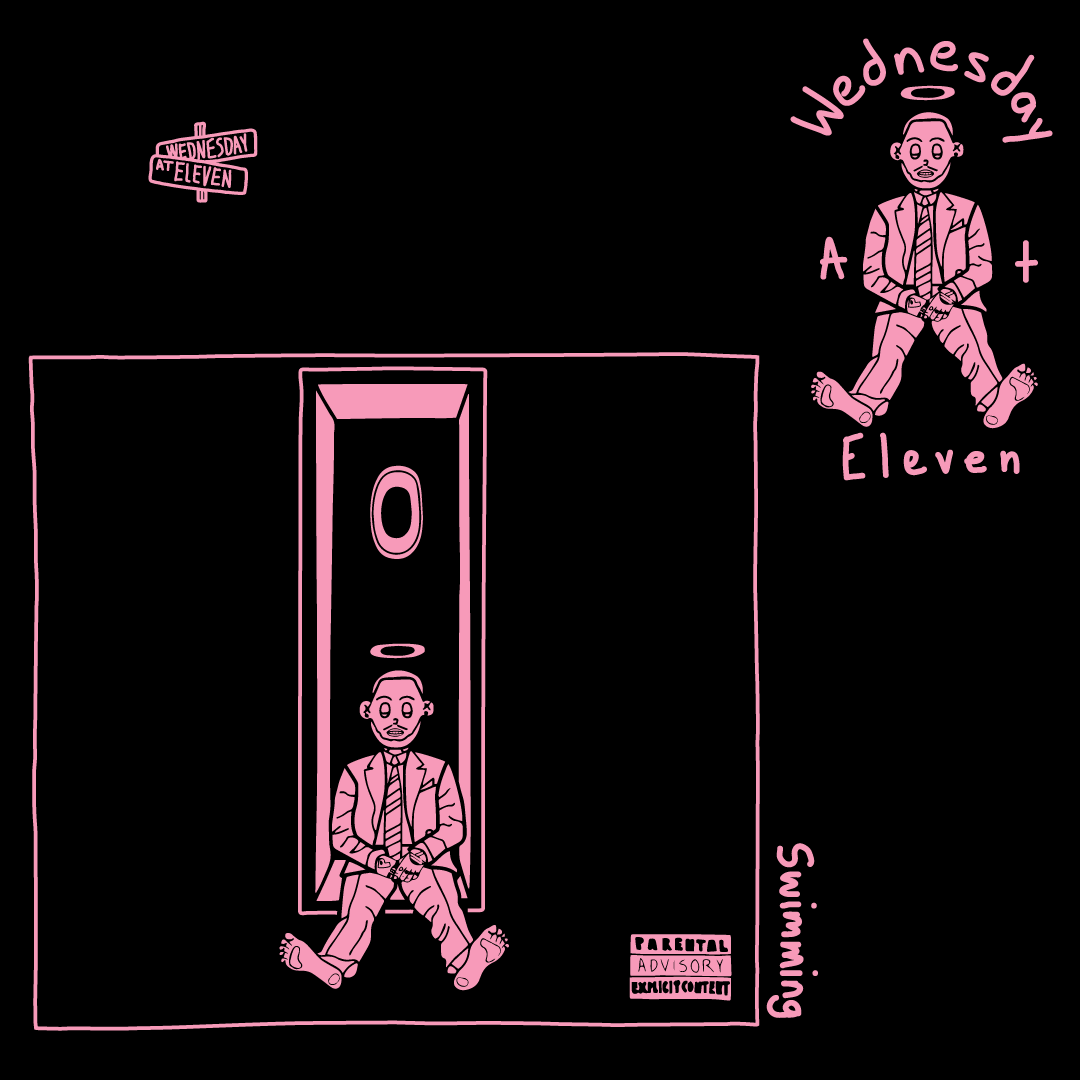 Swimming (PINK) - Black Tee